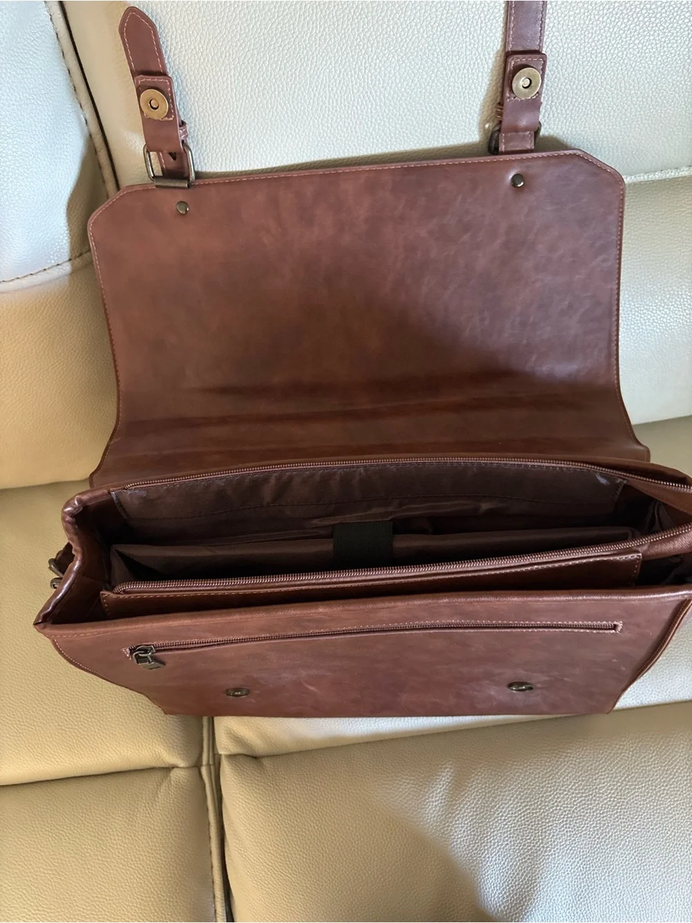 Men's Brown Briefcase Messenger Bag